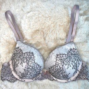 Rare 32B Dream Angels Crystal Bra Pink Crystal Lace Bra PushUp